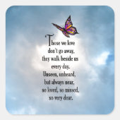 蝶「愛された」詩 スクエアシール (正面)