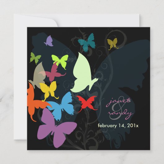 蝶，数々の色 招待状 (正面)