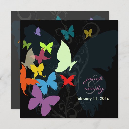 蝶，数々の色 招待状 (正面/裏面)