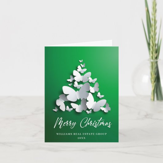 蝶（昆虫）オオカバマダラ、モナーククリスマスグリーティ企業のング シーズンカード (正面)