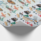 蝶，昆虫，花や植物 ラッピングペーパー (角)