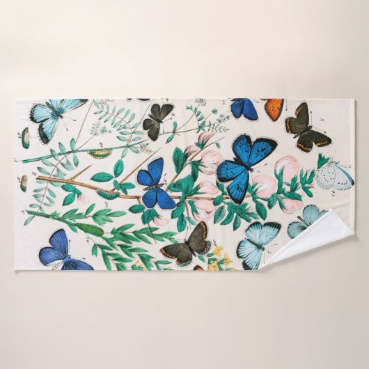 蝶、毛虫William Forsell Kirby バスタオル (バスタオル)