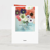 蝶，白い赤いバラとアネモネの花 カード (裏面)