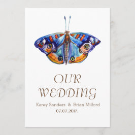 蝶、素朴なキャンバスの結婚式招待状 招待状