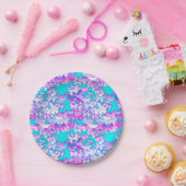 蝶、紫とターコイズ ペーパープレート (パーティー)