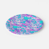 蝶、紫とターコイズ ペーパープレート (アングル)