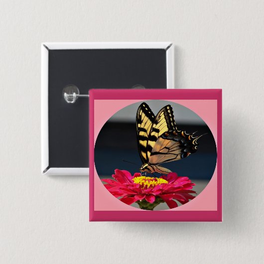 蝶 缶バッジ (正面&裏面)