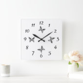 蝶 – 自分で作成(CYO) – キッズクロック スクエア壁時計 (ホーム)