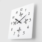 蝶 – 自分で作成(CYO) – キッズクロック スクエア壁時計 (傾斜)
