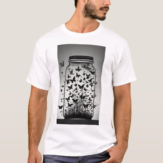 「蝶：自然の翼を持つ疑問に思蝶」 Tシャツ (正面)