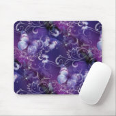 蝶、花柄は紫色のマウスパッドで渦巻きます マウスパッド (マウス)