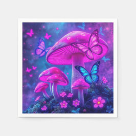 蝶、花、キノコ スタンダードカクテルナプキン