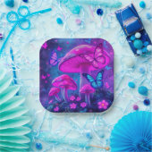 蝶、花、キノコ ペーパープレート (パーティー)