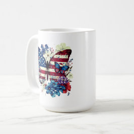 蝶,花,独立記念日 コーヒーマグカップ