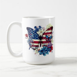 蝶，花，独立記念日 コーヒーマグカップ