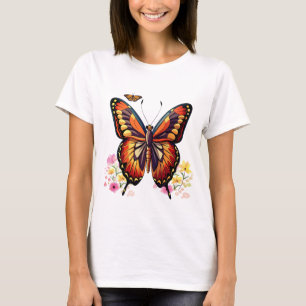 蝶、花 Tシャツ