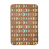 蝶、茶色、ターコイズ、サンゴ バスマット (正面縦)