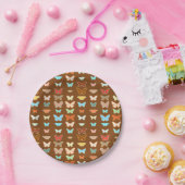 蝶、茶色、ターコイズ、サンゴ ペーパープレート (パーティー)