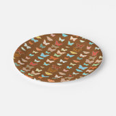 蝶、茶色、ターコイズ、サンゴ ペーパープレート (アングル)