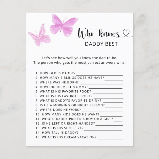 蝶 – 誰がパパのゲームを知っ最高のている (正面)