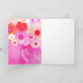 蝶、赤いピンクのバラとアネモネの花 カード (内部)