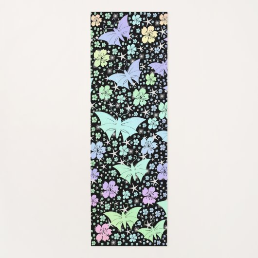 蝶，金属，装飾，デザイン，背景， ヨガマット (正面)