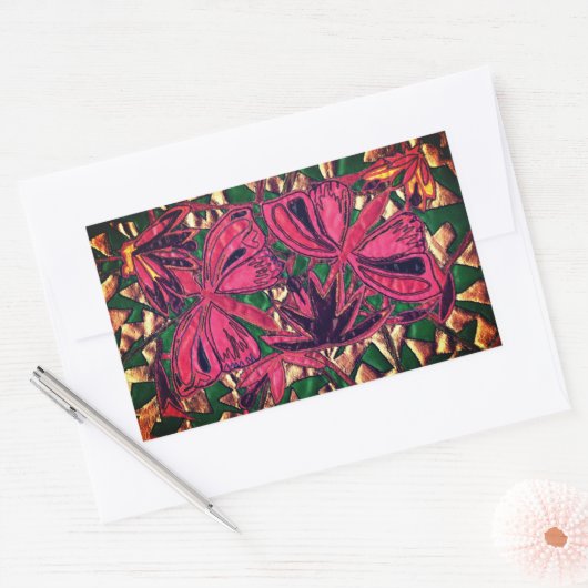 蝶 長方形シール (封筒)