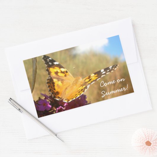 蝶 長方形シール (封筒)