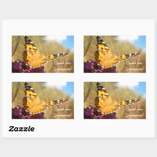 蝶 長方形シール (シート)