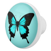 蝶-青緑および黒 セラミックノブ (右)