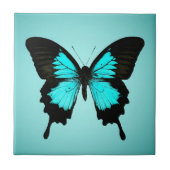 蝶-青緑および黒 タイル (正面)