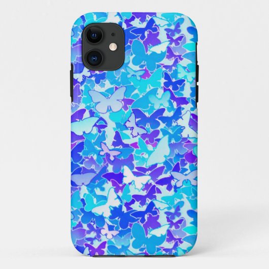 蝶,青,ターコイズ,ラベンダー Case-Mate iPhoneケース (裏面)