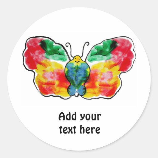 蝶 – 風景テンプレートデザイン ラウンドシール (正面)