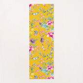 蝶、鳥の花は黄色 ヨガマット (正面)