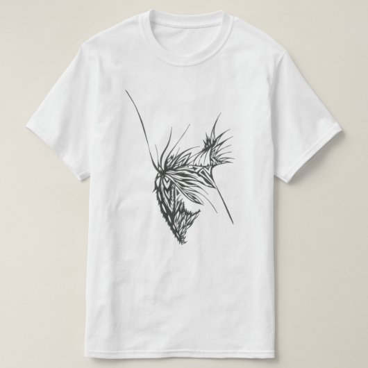 蝶 黒 白 抽象的 トライバル タトゥー アート Tシャツ (デザイン正面)