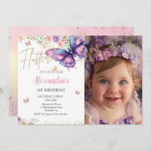 蝶　１位　２位　３位　４位　５位　６位　写真　誕生日 招待状 (正面/裏面)