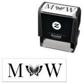 蝶#4カップル結婚の2イニシャルモノグラム セルフインキングスタンプ (インサイチュ)
