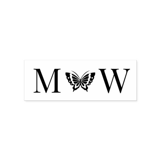 蝶#4カップル結婚の2イニシャルモノグラム セルフインキングスタンプ (デザイン)