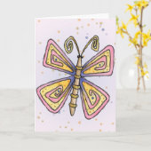 蝶 – Greeting Card カード (黄色い花)