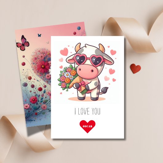 蝶 | I Love You Happy Cow Valentine's Day シーズンカード