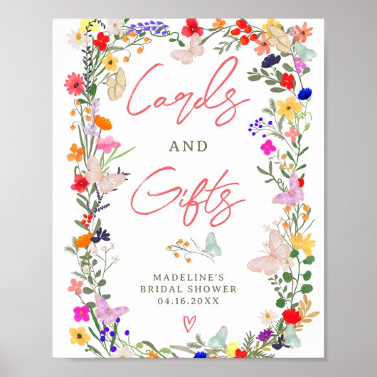 蝶boho明るい野生の下のブライダル記号 ポスター (正面)