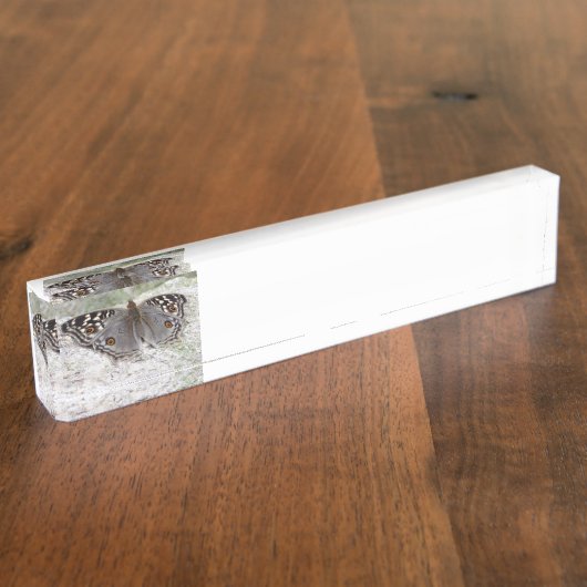 蝶Clourの灰色のイメージ-机用ネームプレート デスクネームプレート (側面)