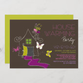 蝶Decoの葉の家の暖まるパーティーの招待 招待状 (正面/裏面)