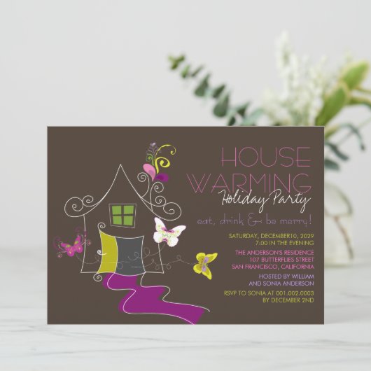 蝶Decoは引っ越し祝いパーティーの休日のパーティを去ります 招待状 (スタンド正面)