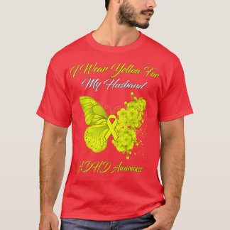 蝶I衣服イエロー夫ADHDアワーン Tシャツ