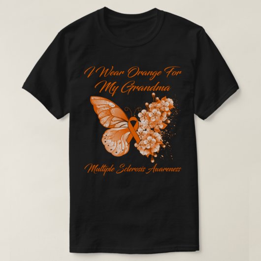 蝶I衣服オレンジ私のおばあちゃんマルチSc Tシャツ (デザイン正面)