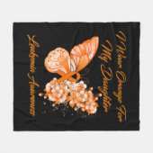 蝶I衣服オレンジ私の娘の白血病A フリースブランケット (正面(横))