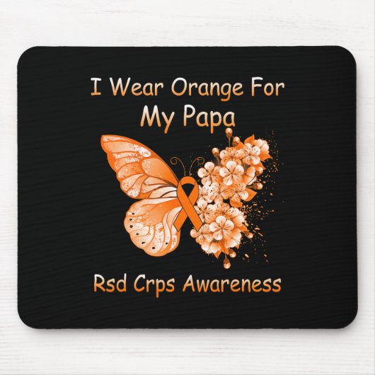 蝶I衣服オレンジ私のPapa RSD CRPSに対応 マウスパッド (正面)