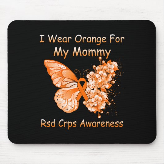 蝶I衣服オレンジfor My Mommy Rsd Crps Awar マウスパッド (正面)