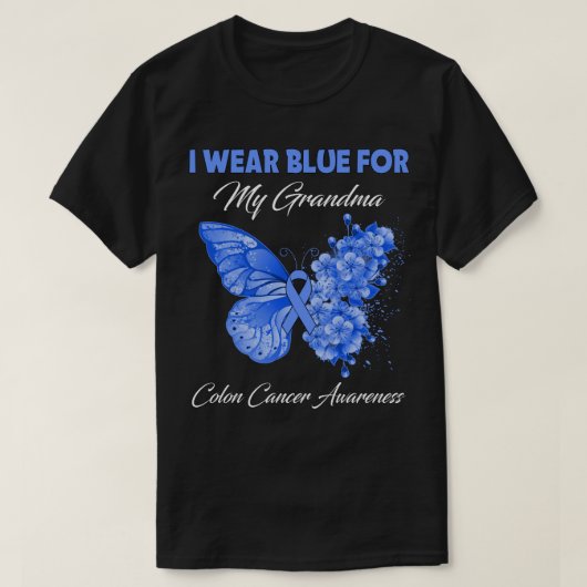 蝶I衣服グリーンおばあちゃんの結腸がん Tシャツ (デザイン正面)